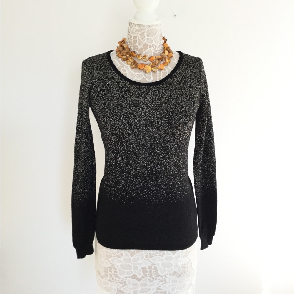 I JEANS BY BUFFALO Black and Gold Metallic Sweater